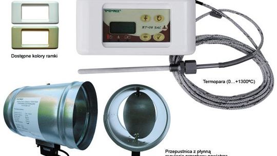 Mikroprocesorowy Regulator Temperatury Tatarek RT-08 KOMINEK SAC + Przepustnica powietrza 100 Ø (ZRT8S)