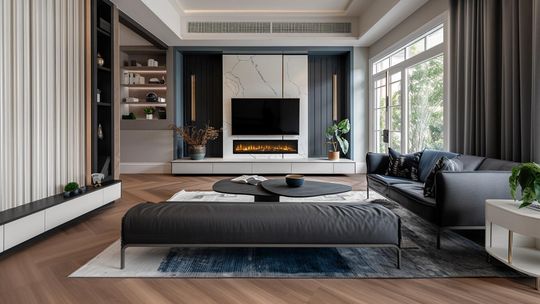 kominek w stylu modern classic