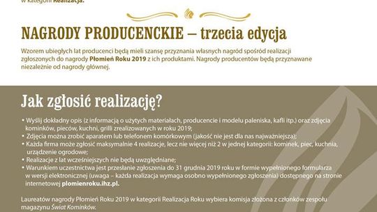 Zgłoś swoją realizację do nagrody Płomień Roku 2019