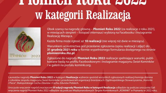 Zgłoś swoją realizację do nagrody Płomień Roku 2022