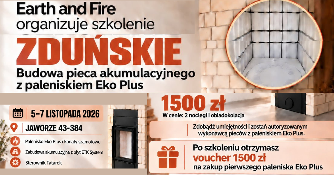 Szkolenie zduńskie w Jaworzu. Budowa pieca akumulacyjnego z paleniskiem Eko Plus Szkolenie zduńskie w Jaworzu. Budowa pieca akumulacyjnego z paleniskiem Eko Plus