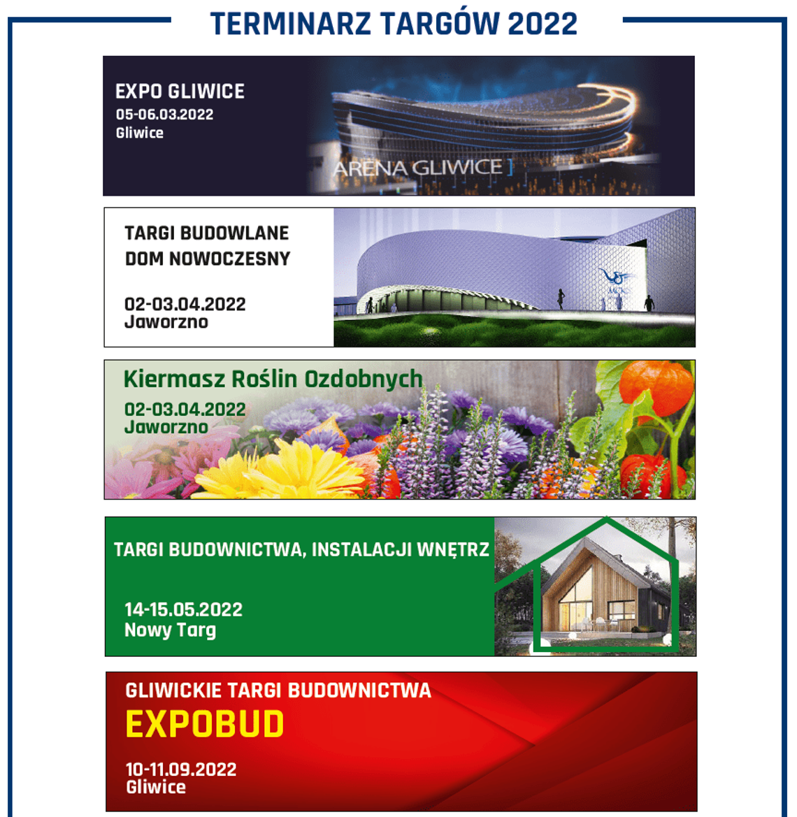 Terminarz targów 2022 - Promocja Targi