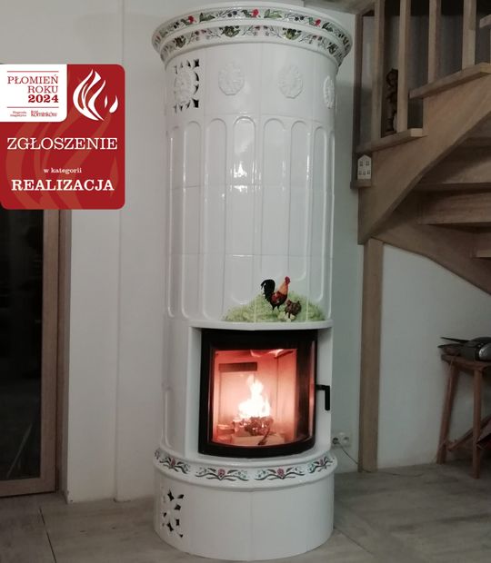 okrąły kominek kaflowy