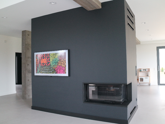 Nowoczesny kominek narożny