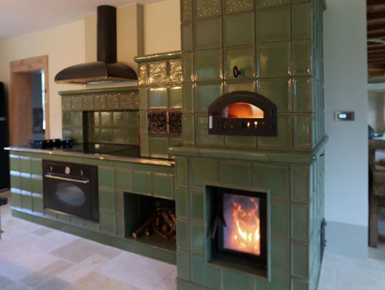 Zielona rozbudowana kuchnia