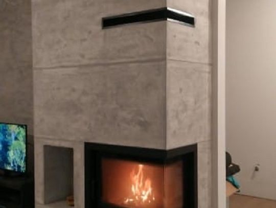 Kominek narożny z półką