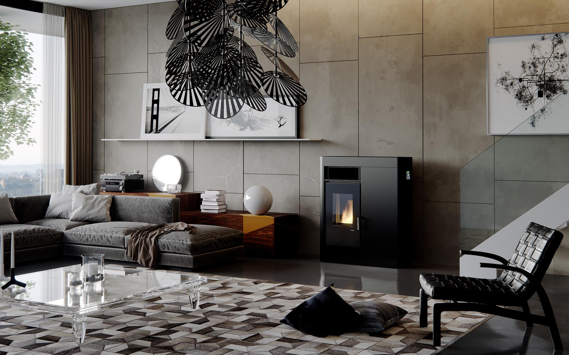 nowoczesny piecyk na pellet