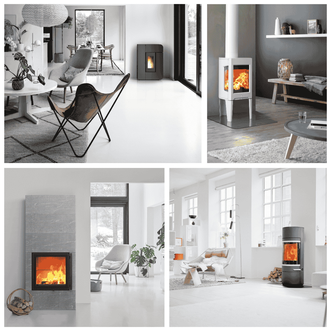 kominek w stylu skandynawskim w jasnej aranżacji