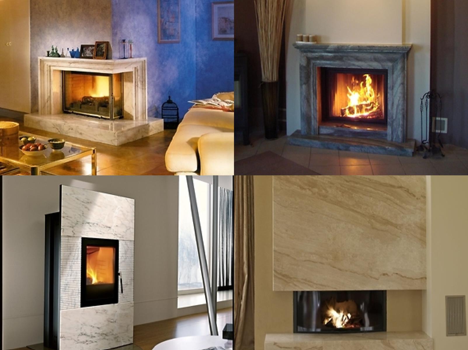 marmurowy kominek w salonie