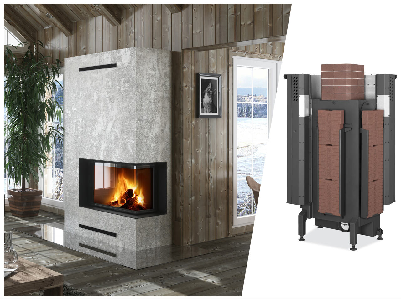 kominek z wkładem akumulacyjnym