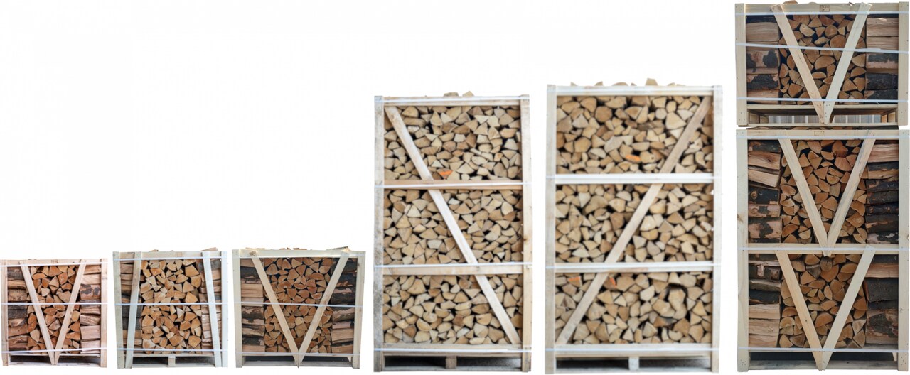 drewno kominkowe w skrzyniach