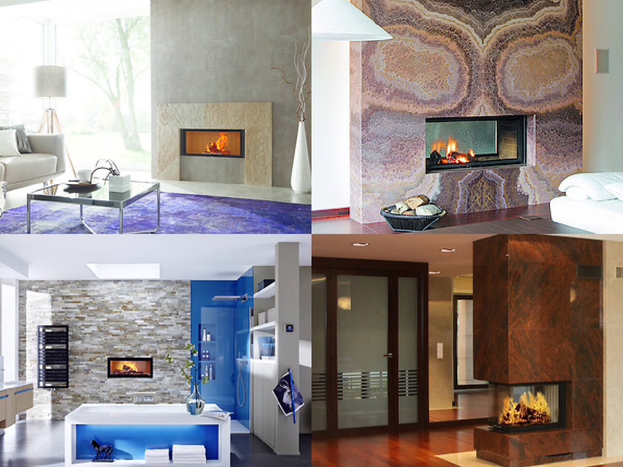 kominek w trawertynie i onyksie