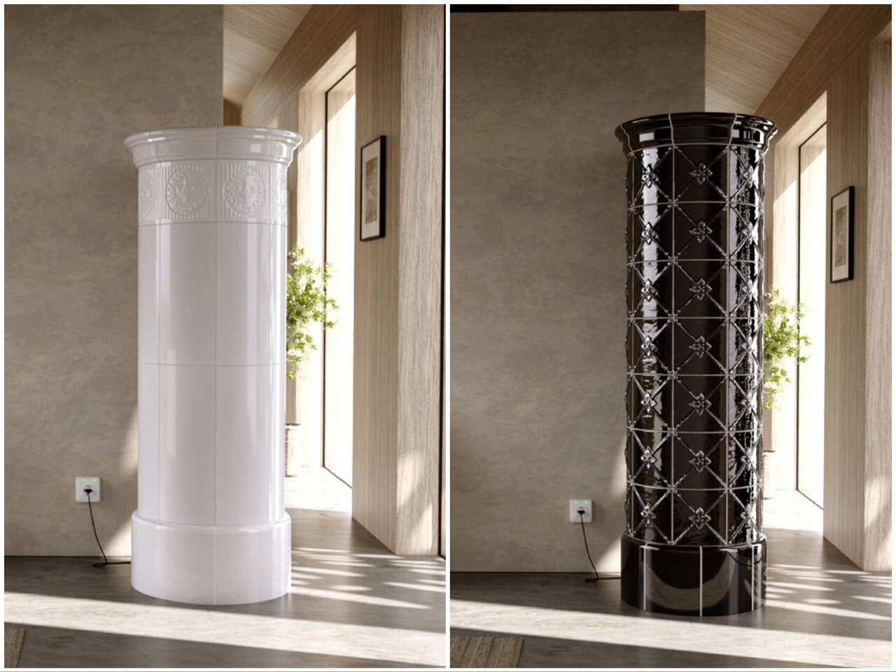 elegancki piec kaflowy elektryczny