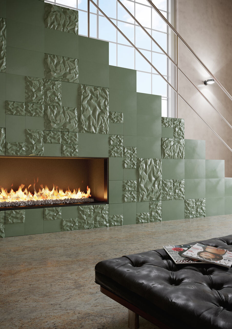 Elegancka ceramika dookoła kominka